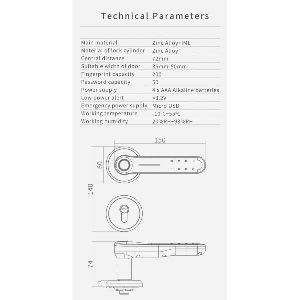 200 Fingerprint Intelligent Door Lock Tuya Bluetooth Deadbolt