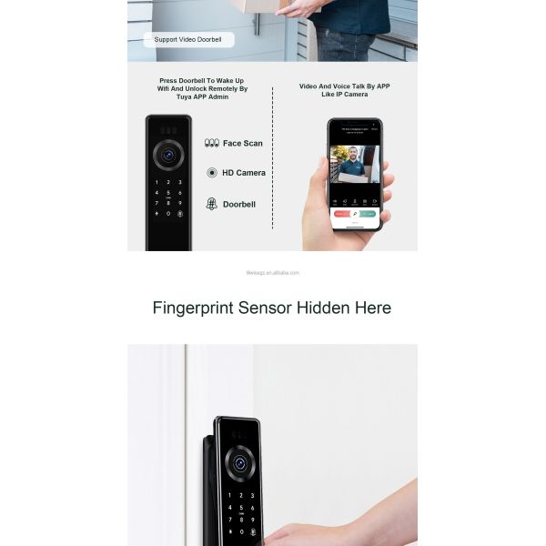 Liliwise Automatic Waterproof Electronic Smart Lock Camera Tuya Ttlock Fingerprint Digital 3D Face Recognition Smart Door Lock