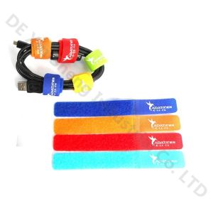 Multi-functional reusable durable adjustable hook and loop cable ties self