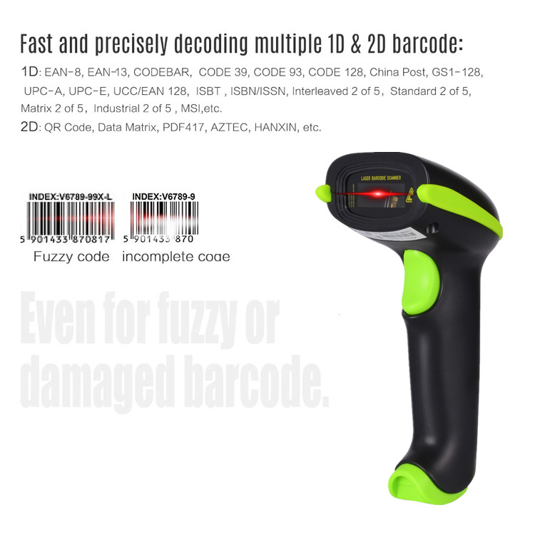 Long Distance Wireless 2d Barcode Scanner Handheld Qr Code Reader For Inventory