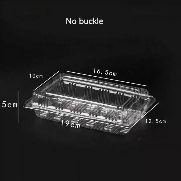 PET Rectangular / Square Transparent Hinge Clam Vacuum Formed Cake Roll Sushi Fruit Takeaway Transparent Box With Lid