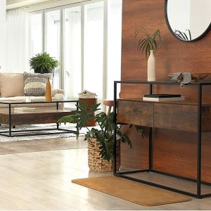 Glass Console Table with Drawer, Glass Top Sofa Table, Sofa Table with Drawer,