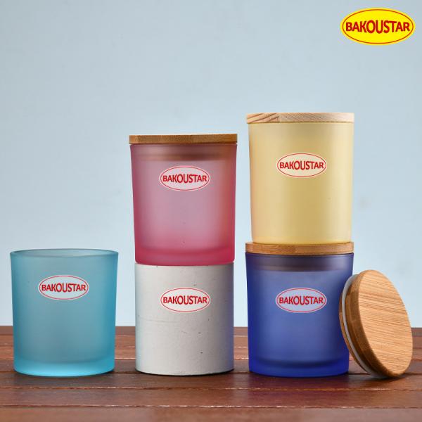 Lead Free Hygienic Multi Color Glass Candle Cups With Lids