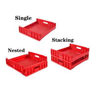 Stackable and Foldable Nestable Bread Crates Mesh Stacking Plastic Turnover