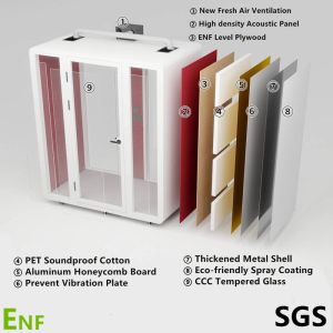 Soundproof Sleeping Pod with 7-Layer Acoustic Structure and 3-Color LED Lighting