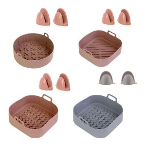  Food Safe Silicone Kitchen Tool Easy Cleaning Air Fryer Pot Liners Reusable Basket Manufactures