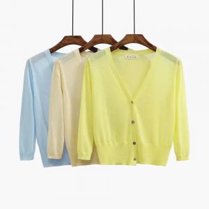                   Women&prime;s Summer Knitwear Thin Cardigan Ice Silk Seven-Point Sleeve with Candy-Colored Sunblock Coat for Women              Manufactures