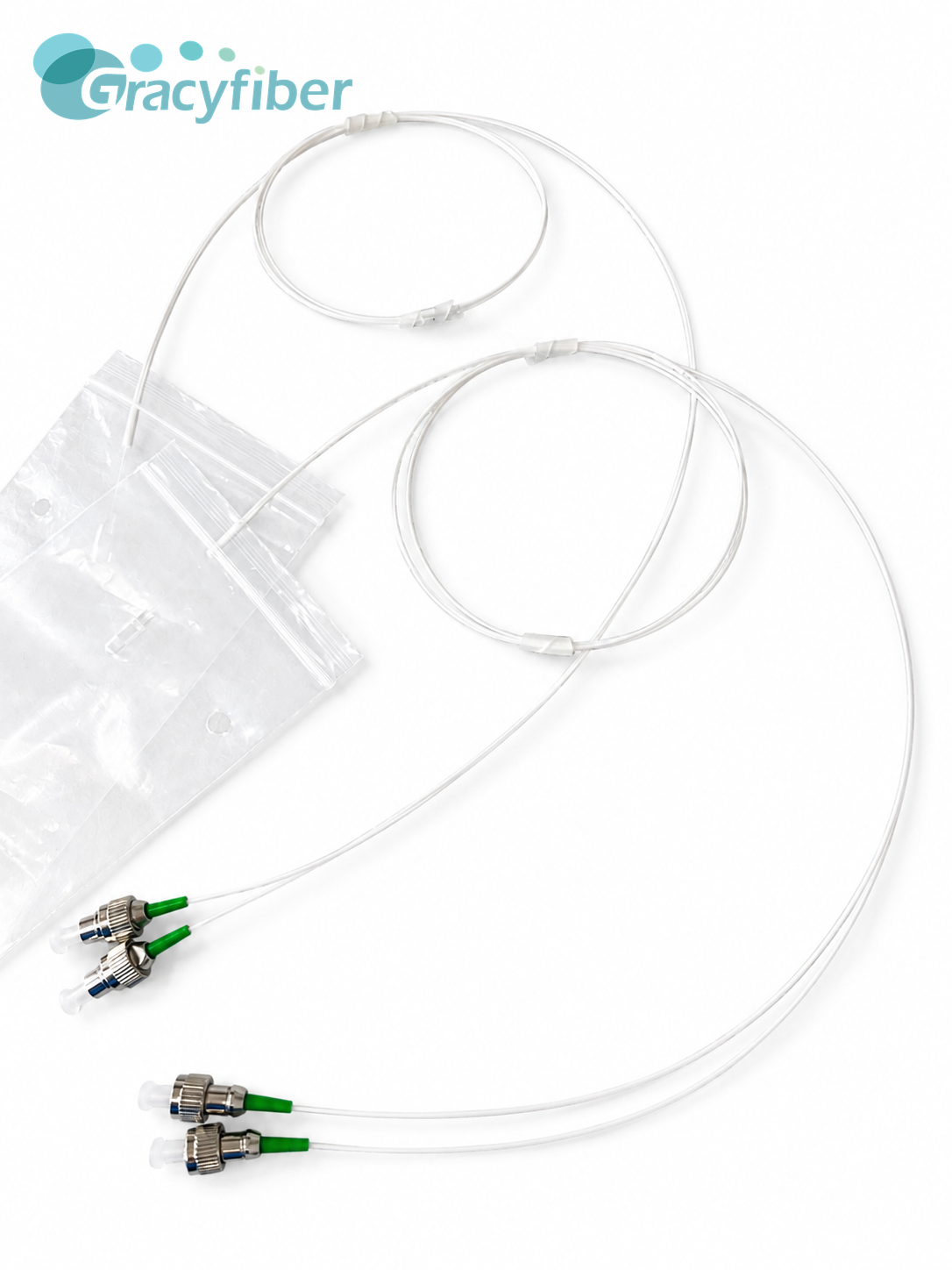 2CH SMFA Fiber Array，2CH Single Mode Fiber Array，2CH MFD Conversion Fiber Array | 250μm Pitch, 0° Angle | Nufern UHNA7 to G657A2 Spliced | FC/APC, Low