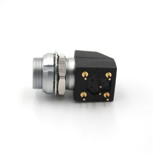 2 Pin Circular PCB Board Connector Push Pull Elbow 90° Socket With Two Nuts