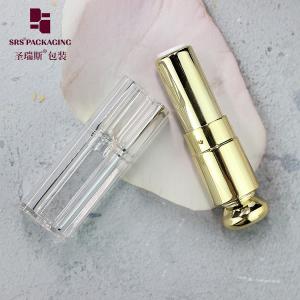  square metalized gold clear lid empty unique shape cosmetic sparkle lipstick tube Manufactures