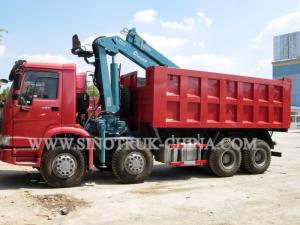 China HOWO 12 Wheeler Dump Truck Mounted Hydraulic Crane Height 14.5m For Industry on sale