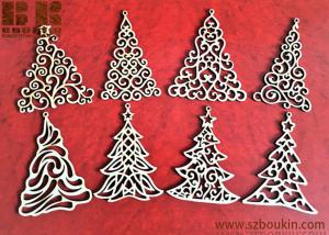 Christmas Tree Ornaments, Set of 8 Christmas tree decoration, Christmas wooden trees
