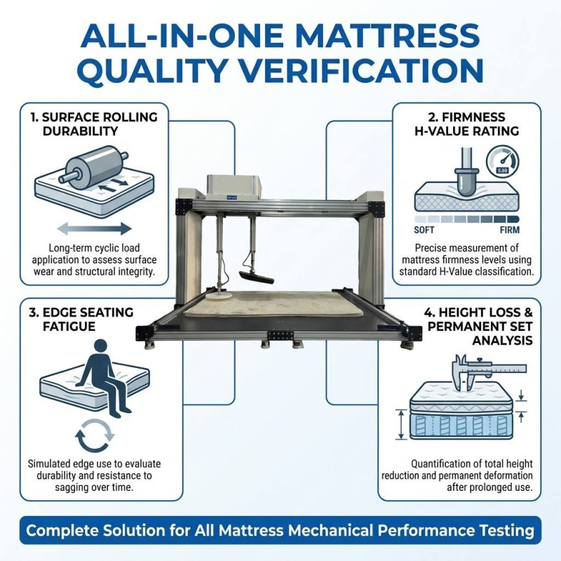 All-in-one Mattress Mechanical Performance Testing Machine Roller Durability Edge Load Soft Hardness Detector