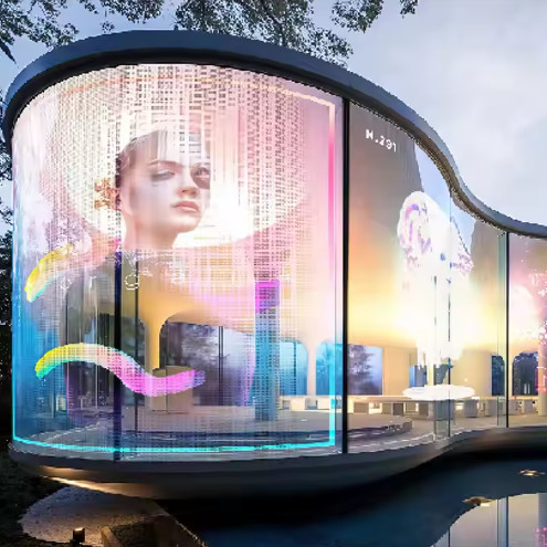 Quality Lightweight 0.2KG/PC Transparent LED Screen with SMD2121 Led Type and G7.82-7.82 Performance for sale