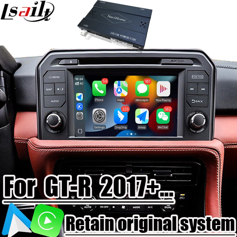 Wireless Apple Carplay Interface for GT-R GTR 2017+ Integrated Android Auto, Bluetooth, WiFi, YouTube Music