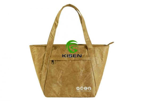 Quality Portable Waterproof Brown Paper Bags , Strong Washable Paper Tote Bags for sale