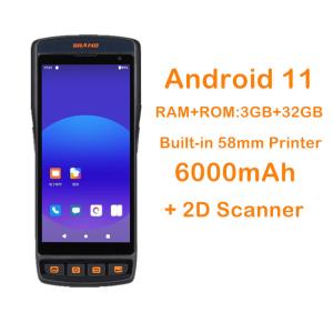 Rugged PDA Android 11 Mobile Terminal Handheld 2D Barcode Printer with 8MP Front