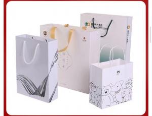  128gsm-350gsm Art Paper Shopping Bag Simple Strokes Printing Brown Paper Grocery Bags Manufactures