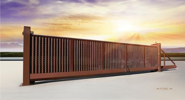 Villa Security Galvanized Trackless Automatic Sliding Gates With Mesh /