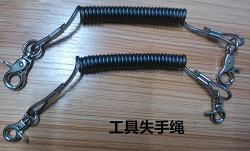 High pulling wire inside plastic pulling coiled spring key chain w/lobster hooks