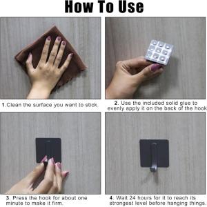 Stable and Durable Adhesive Hooks Stainless Steel Wall Hooks Stick on Hooks