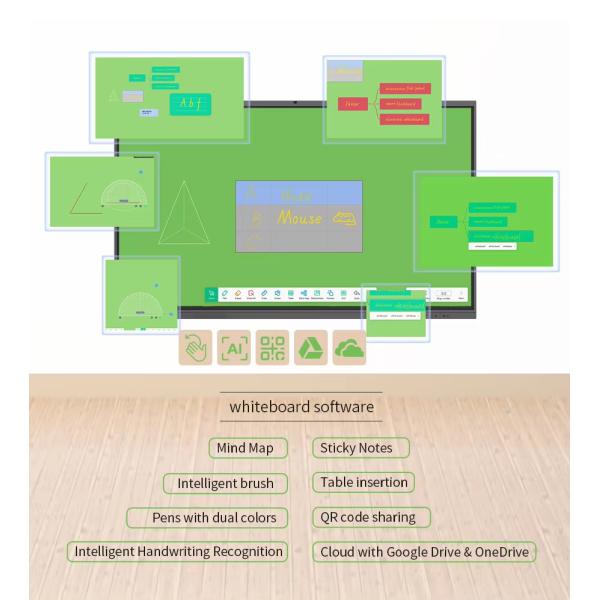 86 Inch Smart Interactive Touch Screen Whiteboard, Movable And Wall-Mountable