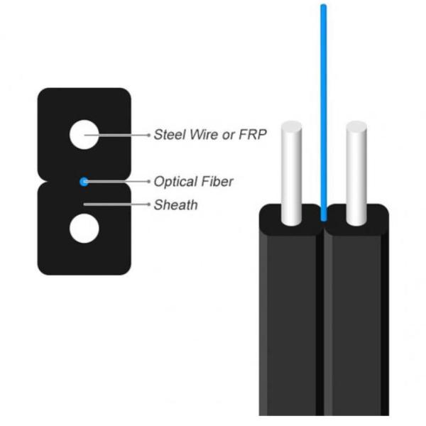 1 Core Fiber Optic Drop Wire FTTH Indoor Butterfly Cable