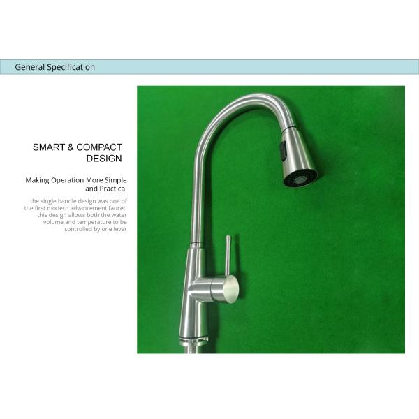 CUPC Ceramic Cartridge Single Handle Pull Down Kitchen Faucet Movable sprayer IPX5