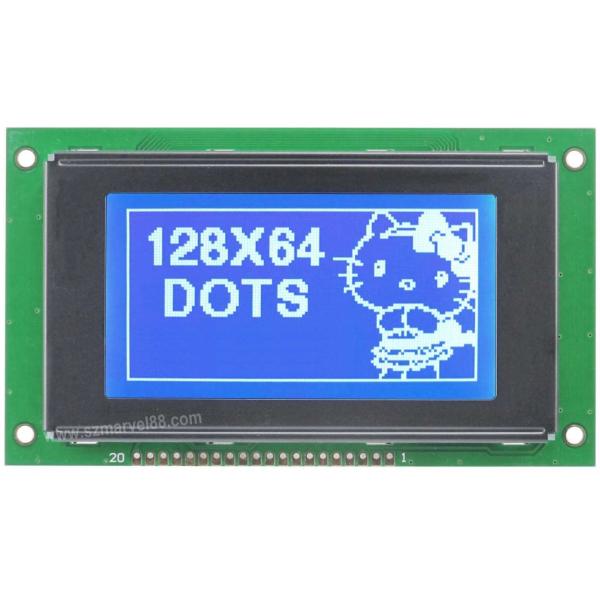 M12864A3-B5, 12864 Graphics LCD Module, 8 x 64 dot-matrix Display, STN Blue,