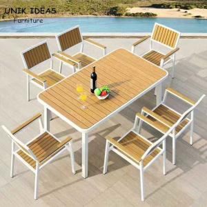  Patio Aluminum Outdoor Table Chairs All Weather Wpc Board Garden Furnitures 160x80x75cm Manufactures
