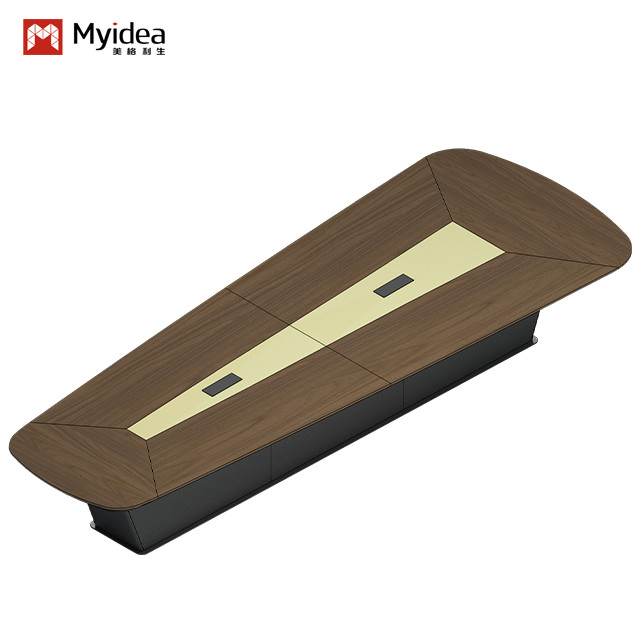  Support customization Luxury Modern Style Irregular Wooden Meeting Table with Dark Color for Home Office School Hotel Meeting Room Steel Material Manufactures