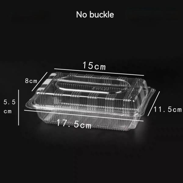 PET Rectangular / Square Transparent Hinge Clam Vacuum Formed Cake Roll Sushi Fruit Takeaway Transparent Box With Lid