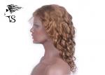 Fashion Blonde Full Lace Curly Human Hair Wigs Brazilian / Malaysian / Peruvian