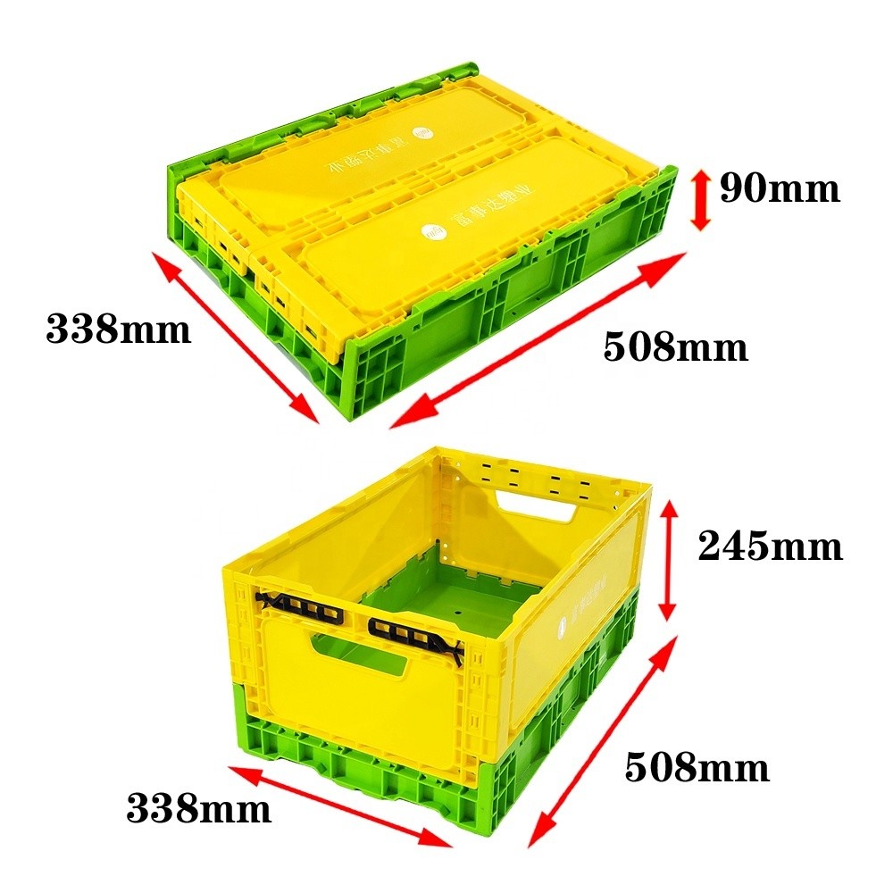  Plastic Stackable Vegetable Crates Heavy Duty Collapsible Plastic Crate PP Manufactures
