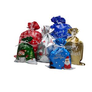  Large Christmas Wrapping Bag , Ribbon Ties W44cm Aluminium Packaging Pouch Manufactures