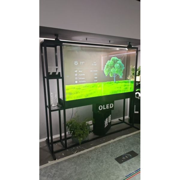 77 Inch Seamless Matrix Splicing Transparent OLED Display Unit for Large-Scale Video Wall and Exhibition Showcase