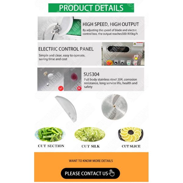 CE 85kg Catering 500kg/H Vegetable Cutting Machine