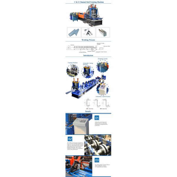 Automatic Ajusted Z Section Stud Roll Forming Machine for Steel Construction