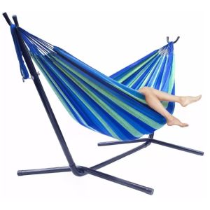 Adjustable Steel Frame Fold Up Hammock With Stand Custom With Cotton Canvas