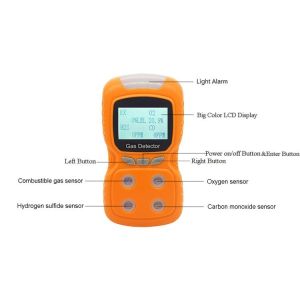4 In 1 EX CO H2S O2 Gas Detector , Portable Multi Gas Analyzer Sound Light
