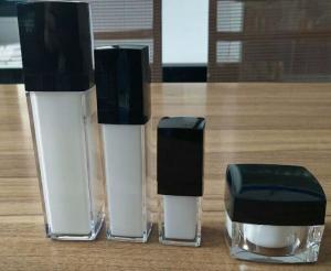  the man cosmetic packing 15ml black cap square acrylic pump bottles 30g acrylic cream jar for face skin Manufactures