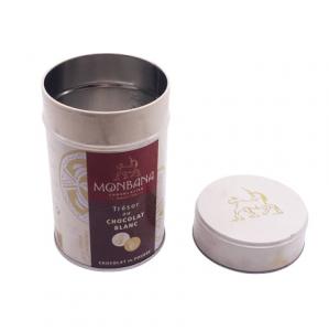 China Round Luxury Hot Cocoa Powder Tin Canister Packaging With 3D Embossing Logo on sale
