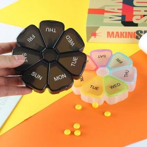  7 Day Weekly Pill Medicine Dispenser Box Flower Shape 7 Cases Vitamin Fish Oil 12cm Manufactures