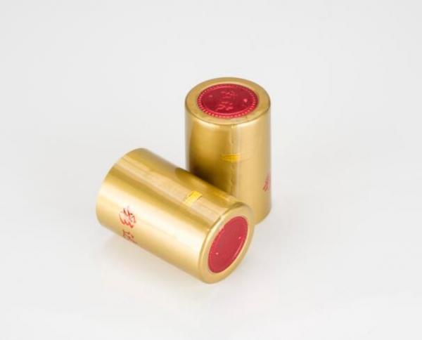 Gold PVC heat shrinkable capsule for red wine bottle Custom Wine Bottle Shrink Caps