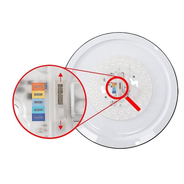 Brush Nickel Ceiling 14 LED Flush Mount Light Fixture 5CCT 25w Double Ring