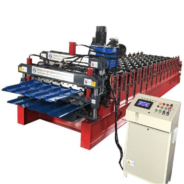 Quality Full Automatic Double Glazed Roof Tile Roll Forming Machine With Wave Pressing for sale