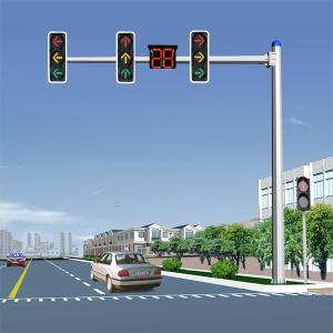China Galvanized Steel Traffic Signal Pole 15m Single Arm CCTV Camera Post on sale