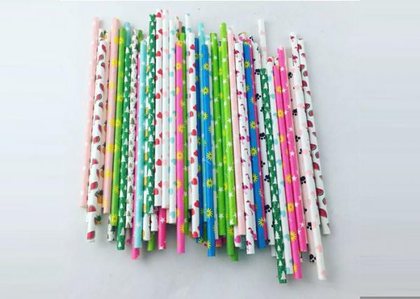 Quality Environment Friendly Colored Paper Straws , Striped Paper Drinking Straws colored paper straws for sale