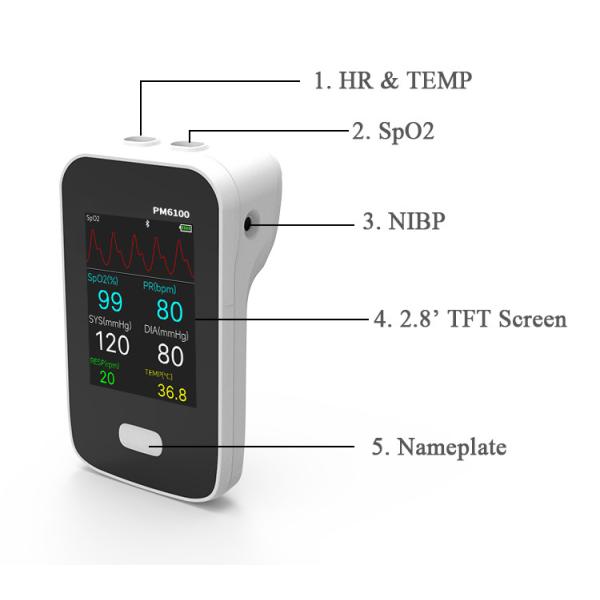 Bluetooth Multi Parameters Handheld ECG,NIBP,Spo2 Vital Signs Monitor For ICU