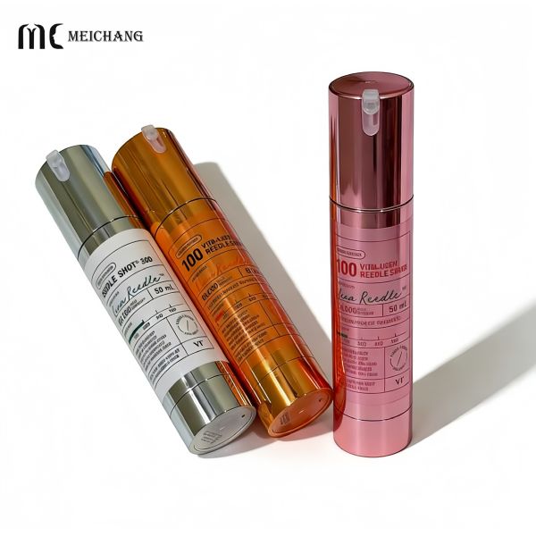 15/30/40/50ML Electroplated Gradient Visible Window Double-Layer Vacuum Airless Pump Bottle for High-End Skincare